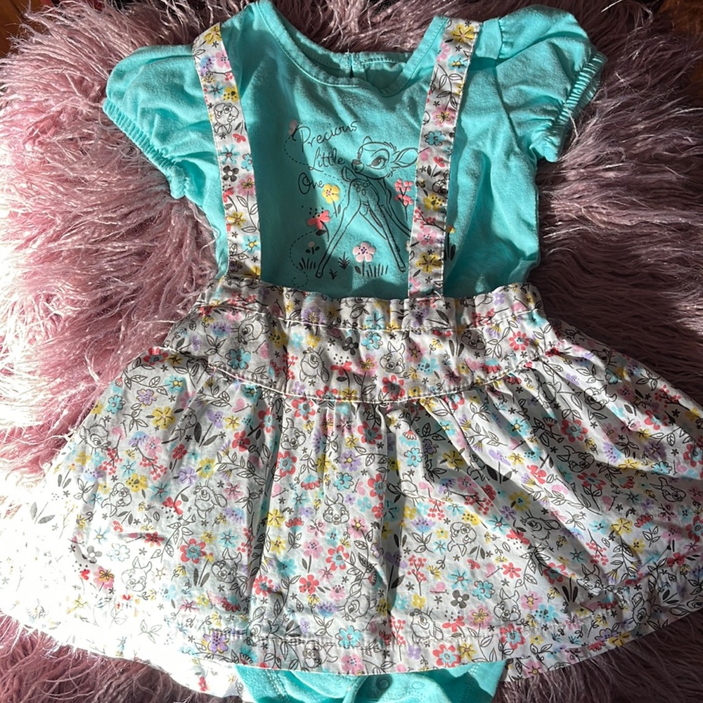 Disney Bambi Baby Girls Onesie and Pinafore - 2pc set